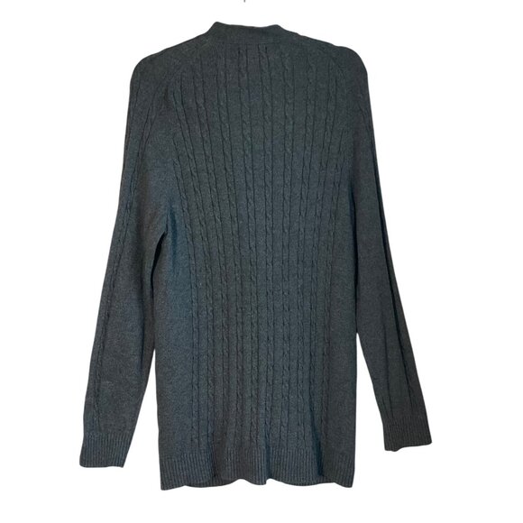 Lands' End XL Gray Cable Knit Cardigan Sweater Wool Bl Minimalist - Picture 2 of 11